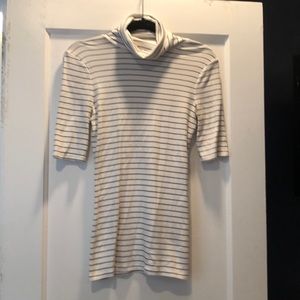 White and black cowl neck shirt, great for work